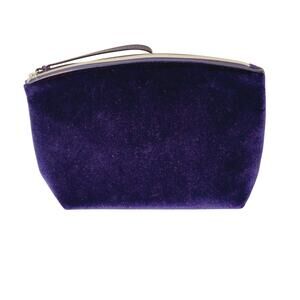 Lancome Royal Blue Velour Velvet Zip Makeup Cosmetic Bag Pouch Case Travel